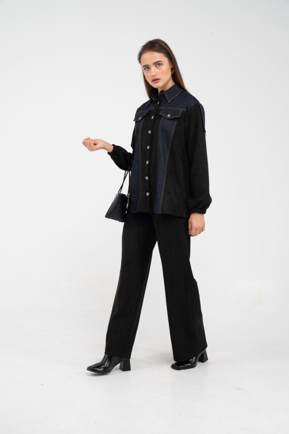 Kadife Jean Detaylı İkili Takım K1744 - 8