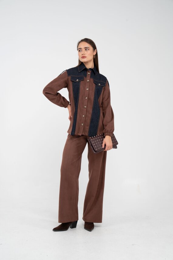 Kadife Jean Detaylı İkili Takım K1744 - 14