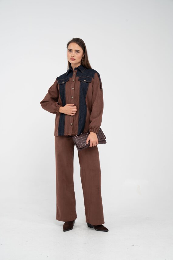 Kadife Jean Detaylı İkili Takım K1744 - 15