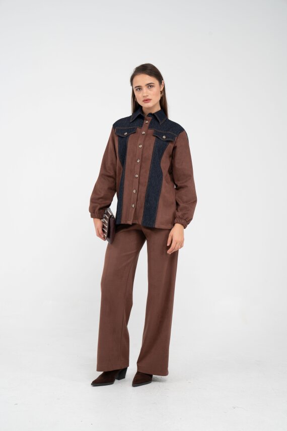 Kadife Jean Detaylı İkili Takım K1744 - 19