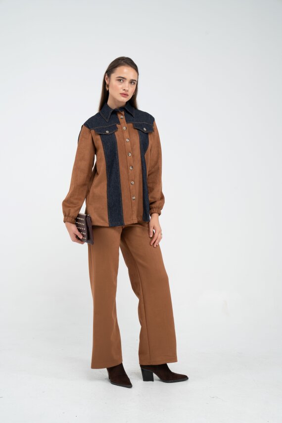 Kadife Jean Detaylı İkili Takım K1744 - 26