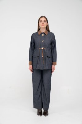 Kahve Detaylı Kadın İkili Takım K8073 - SASİLVA