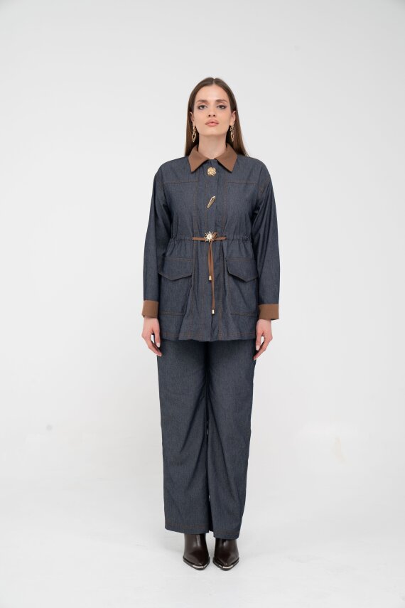 Kahve Detaylı Kadın İkili Takım K8073 - 1