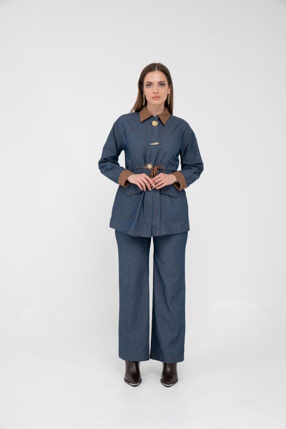 Kahve Detaylı Kadın İkili Takım K8073 - 11