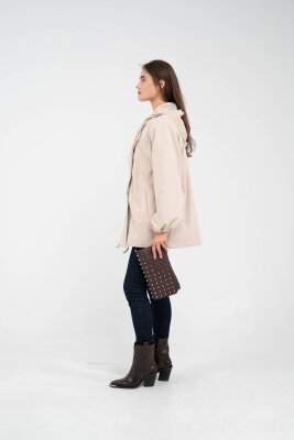 Kapüşonlu Çift Düğmeli Trençkot K8051 - 5