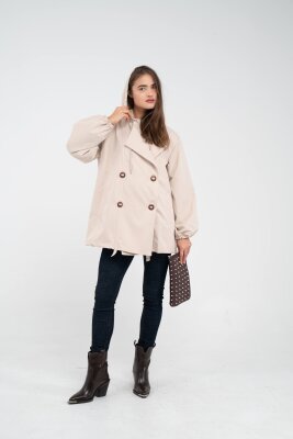 Kapüşonlu Çift Düğmeli Trençkot K8051 - 8