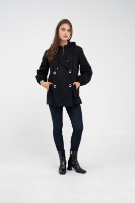 Kapüşonlu Çift Düğmeli Trençkot K8051 - 10