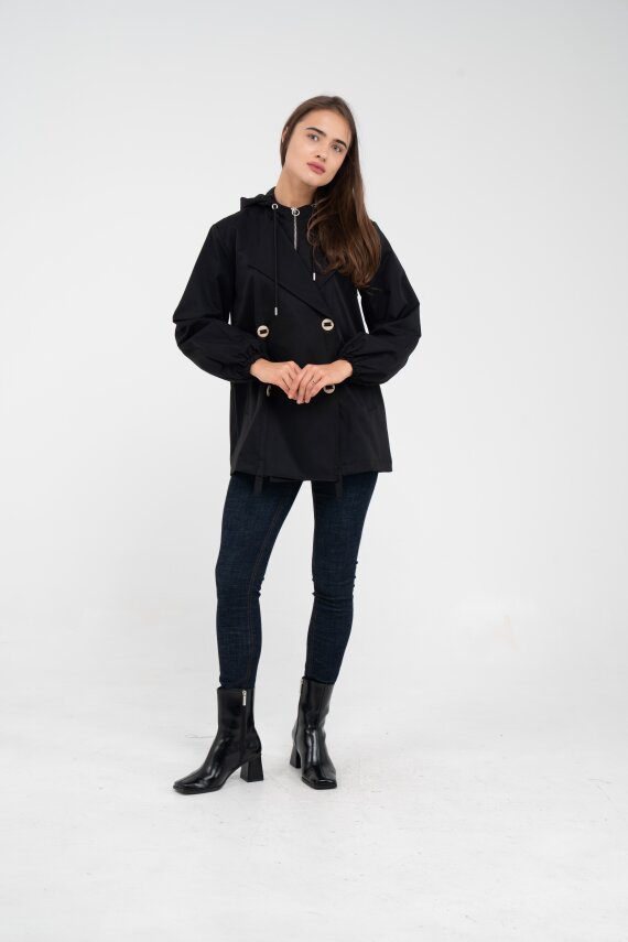 Kapüşonlu Çift Düğmeli Trençkot K8051 - 14