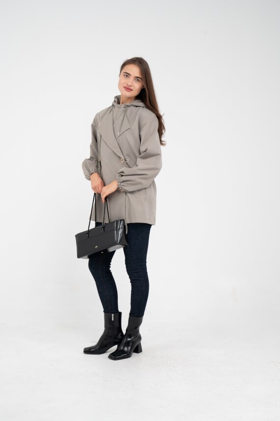 Kapüşonlu Çift Düğmeli Trençkot K8051 - 16