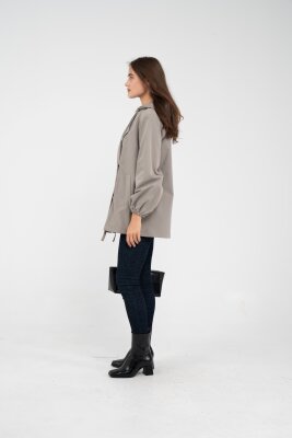 Kapüşonlu Çift Düğmeli Trençkot K8051 - 17