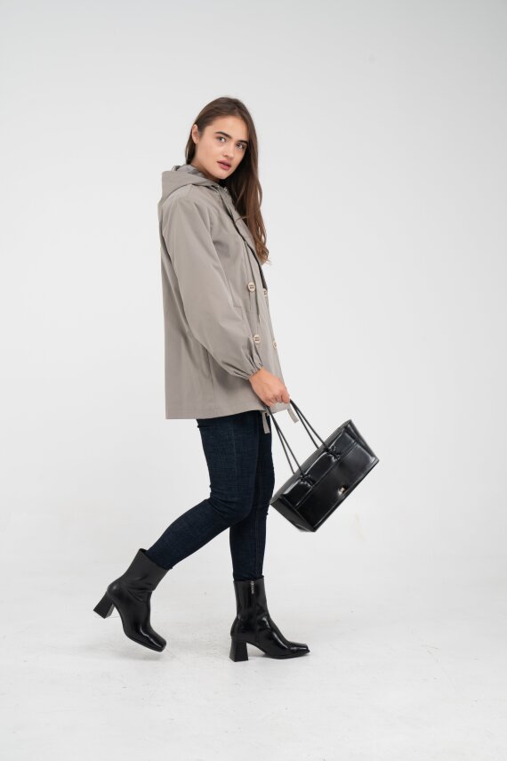 Kapüşonlu Çift Düğmeli Trençkot K8051 - 18