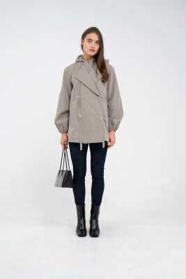 Kapüşonlu Çift Düğmeli Trençkot K8051 - 19