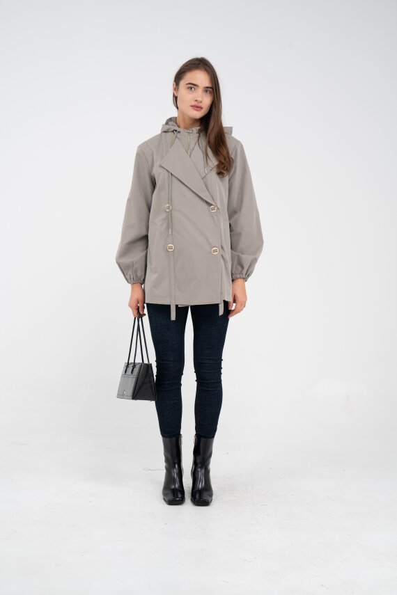 Kapüşonlu Çift Düğmeli Trençkot K8051 - 19