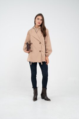 Kapüşonlu Çift Düğmeli Trençkot K8051 - 21