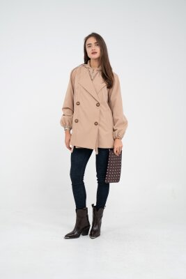 Kapüşonlu Çift Düğmeli Trençkot K8051 - 23