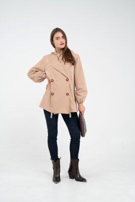 Kapüşonlu Çift Düğmeli Trençkot K8051 - 26