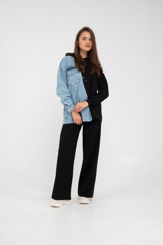 Kapüşonlu Denim Detaylı İkili Takım K1741 - 2