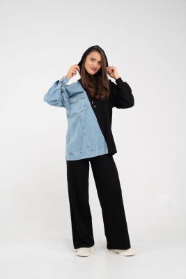 Kapüşonlu Denim Detaylı İkili Takım K1741 - 5