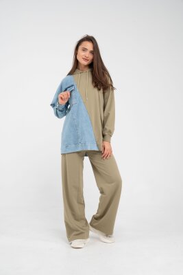Kapüşonlu Denim Detaylı İkili Takım K1741 - 15