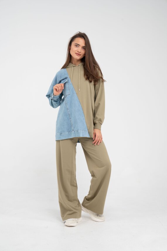 Kapüşonlu Denim Detaylı İkili Takım K1741 - 15