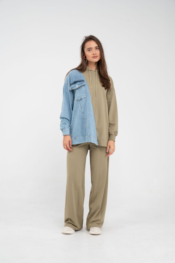 Kapüşonlu Denim Detaylı İkili Takım K1741 - 16