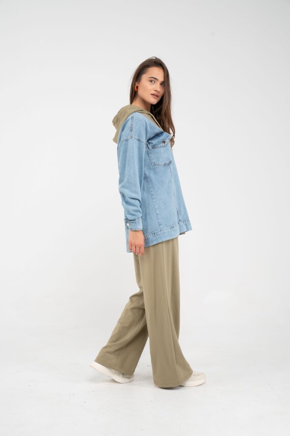 Kapüşonlu Denim Detaylı İkili Takım K1741 - 17