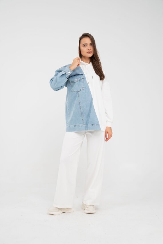 Kapüşonlu Denim Detaylı İkili Takım K1741 - 19