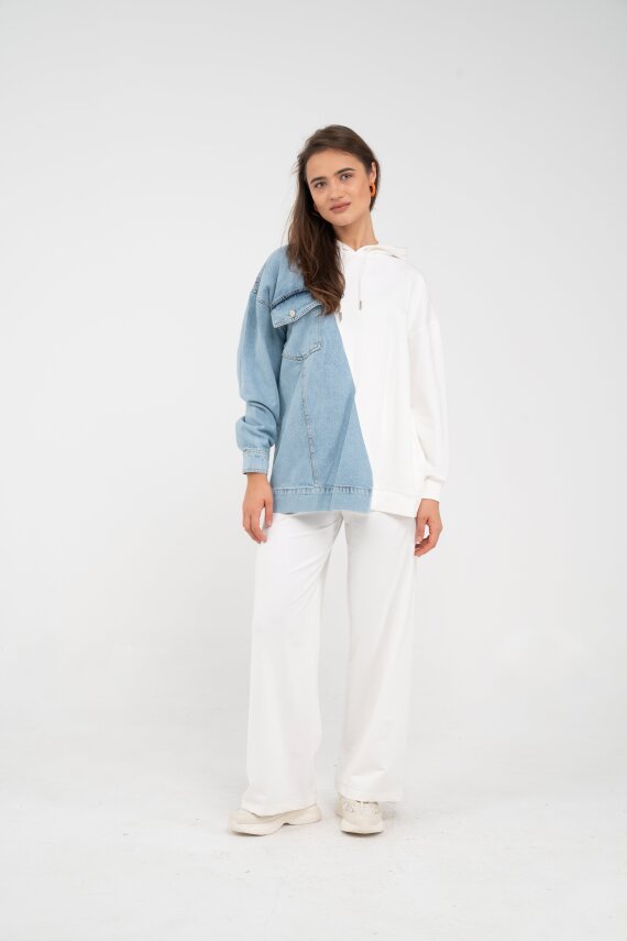 Kapüşonlu Denim Detaylı İkili Takım K1741 - 21