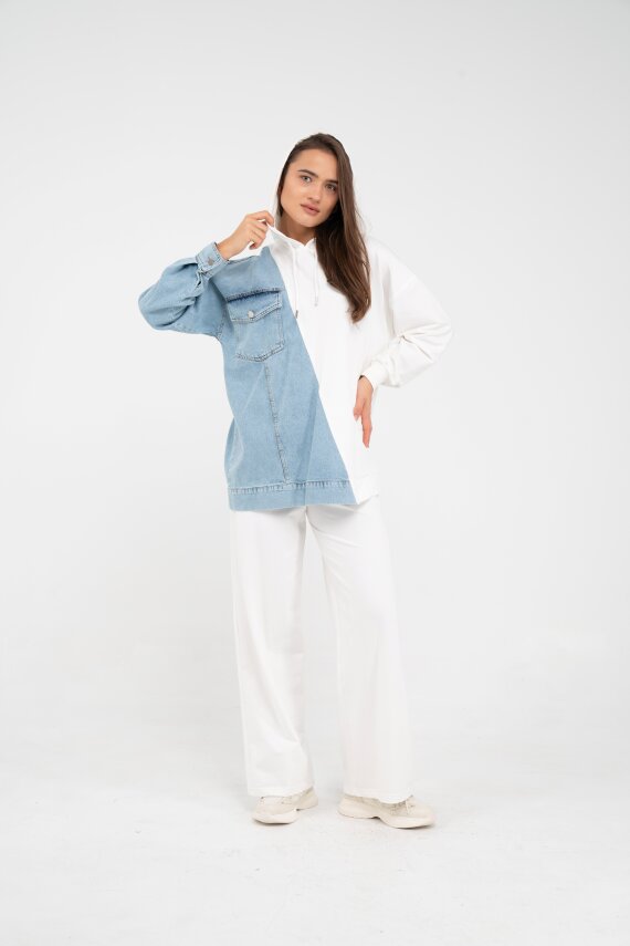 Kapüşonlu Denim Detaylı İkili Takım K1741 - 22