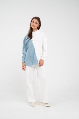 Kapüşonlu Denim Detaylı İkili Takım K1741 - 23