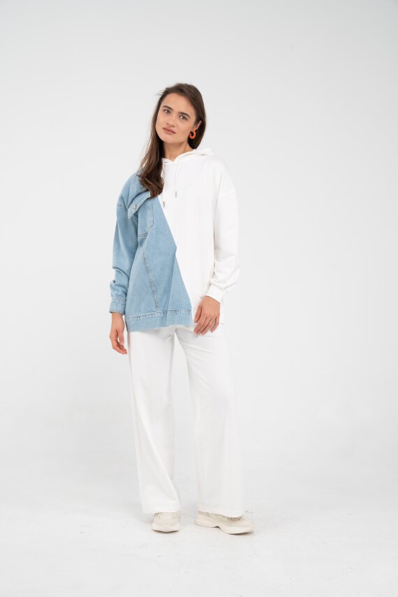 Kapüşonlu Denim Detaylı İkili Takım K1741 - 23