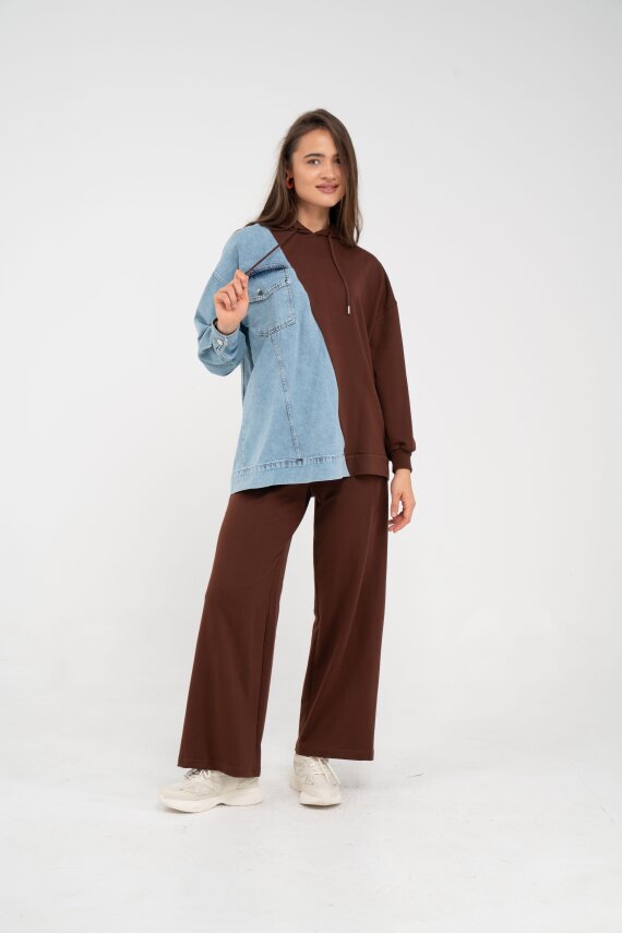 Kapüşonlu Denim Detaylı İkili Takım K1741 - 27