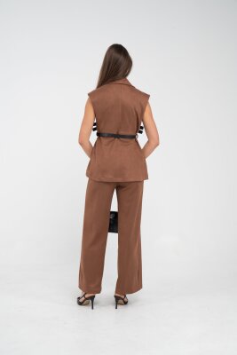 Kemer Detaylı Kolsuz Süet Takım K8084 - 7