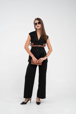 Kemer Detaylı Kolsuz Süet Takım K8084 - 16