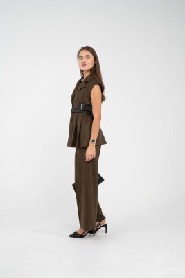 Kemer Detaylı Kolsuz Süet Takım K8084 - 23