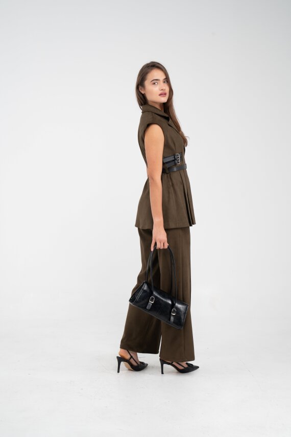 Kemer Detaylı Kolsuz Süet Takım K8084 - 25