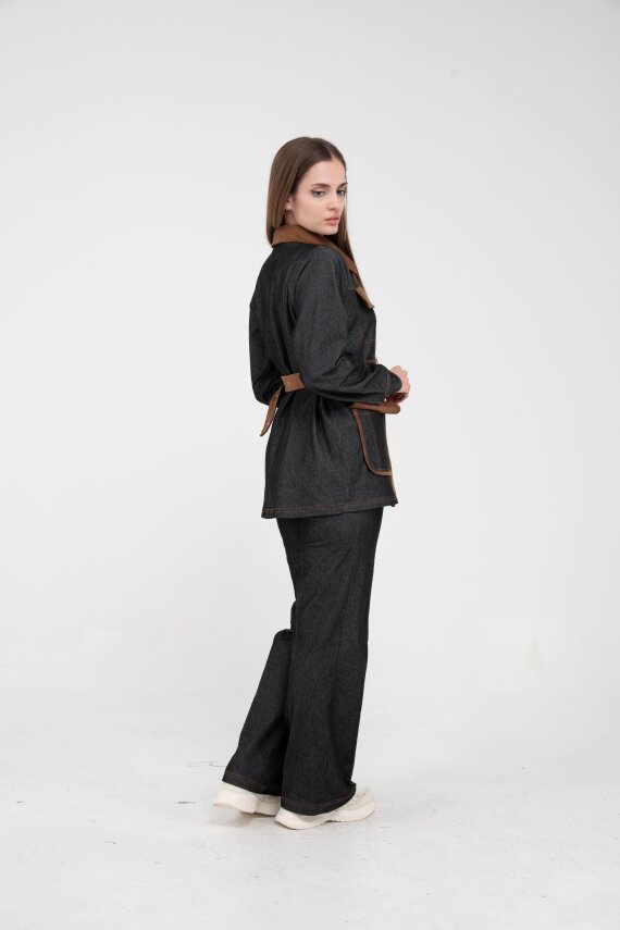 Kontrast Cepli Tokalı Kuşaklı Kadın Takım 1764 - 5