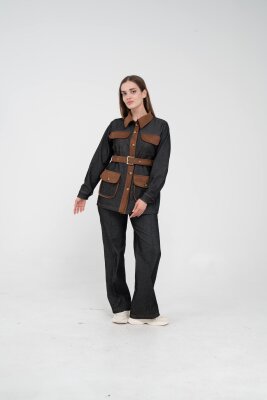 Kontrast Cepli Tokalı Kuşaklı Kadın Takım 1764 - 2