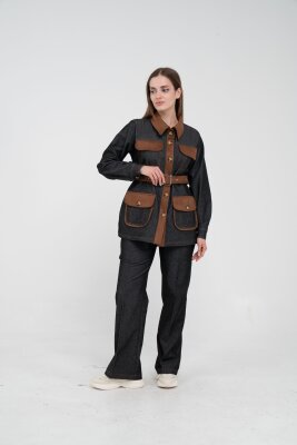 Kontrast Cepli Tokalı Kuşaklı Kadın Takım 1764 - 7