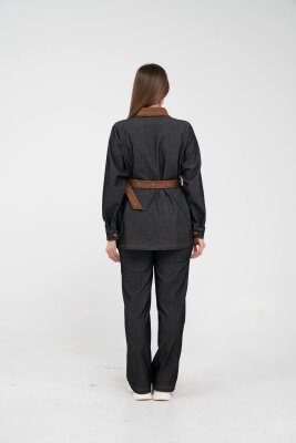 Kontrast Cepli Tokalı Kuşaklı Kadın Takım 1764 - 9