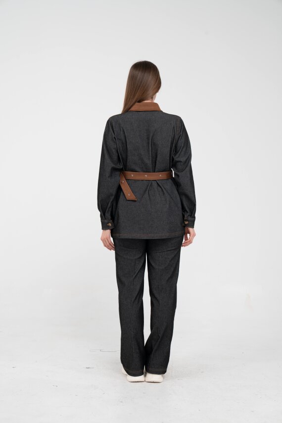 Kontrast Cepli Tokalı Kuşaklı Kadın Takım 1764 - 9