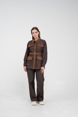 Kontrast Cepli Tokalı Kuşaklı Kadın Takım 1764 - 10