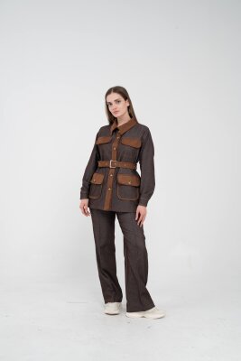 Kontrast Cepli Tokalı Kuşaklı Kadın Takım 1764 - 15