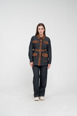 Kontrast Cepli Tokalı Kuşaklı Kadın Takım 1764 - 20