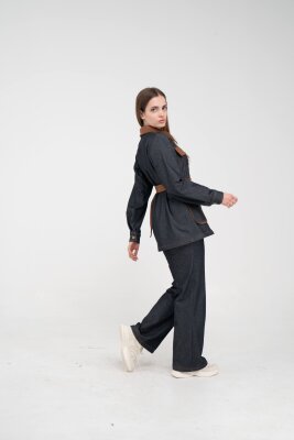 Kontrast Cepli Tokalı Kuşaklı Kadın Takım 1764 - 24