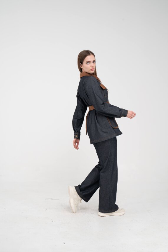 Kontrast Cepli Tokalı Kuşaklı Kadın Takım 1764 - 24