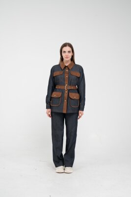 Kontrast Cepli Tokalı Kuşaklı Kadın Takım 1764 - 22