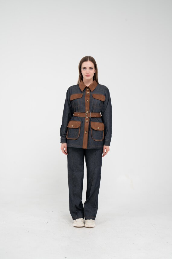 Kontrast Cepli Tokalı Kuşaklı Kadın Takım 1764 - 22