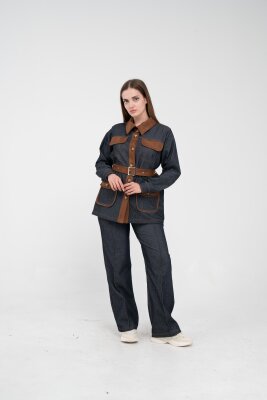 Kontrast Cepli Tokalı Kuşaklı Kadın Takım 1764 - 23