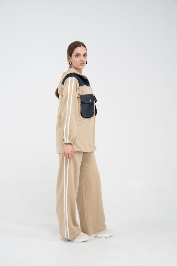 Kontrast Detaylı Fermuarlı Spor İkili Takım K1748 - 4